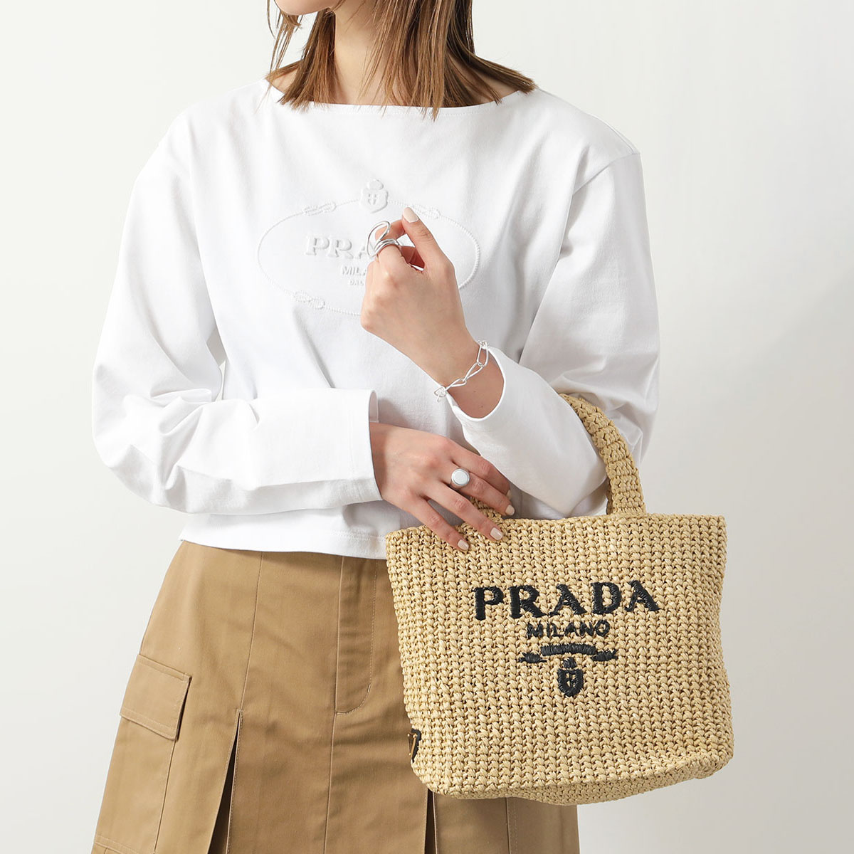 PRADA プラダ かごバッグ 1BG422 2C2T OOL レディース クロシェ カゴバッグ ハ...