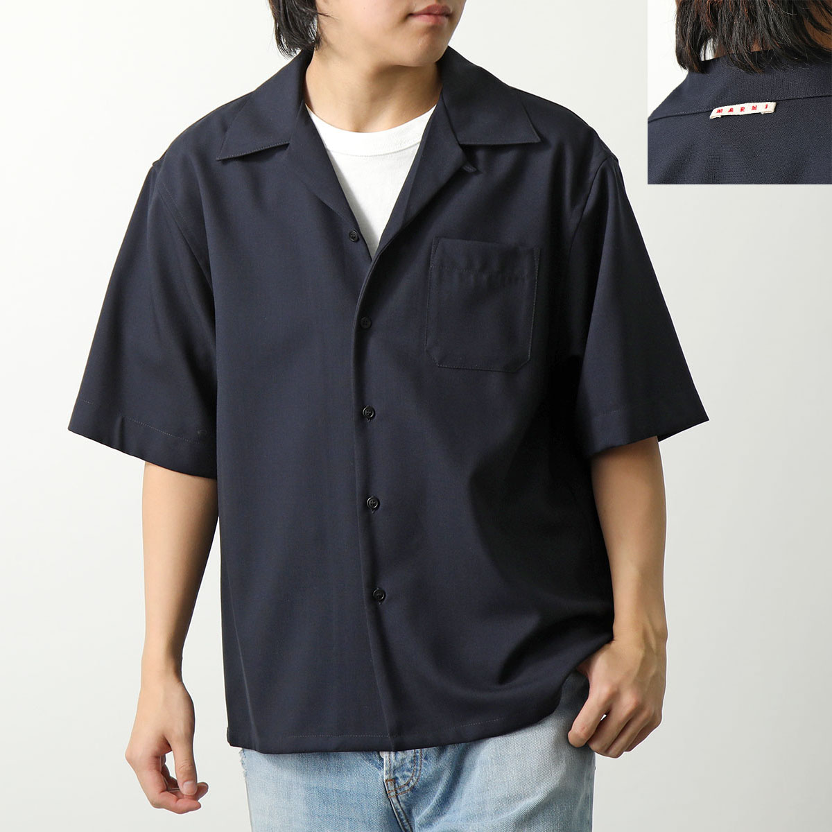 MARNI マルニ ボウリングシャツ CUMU0213A5 TW839 メンズ トロピカルウール ロゴ 半袖 胸ポケット セットアップ可能 カラー2色｜s-musee｜02