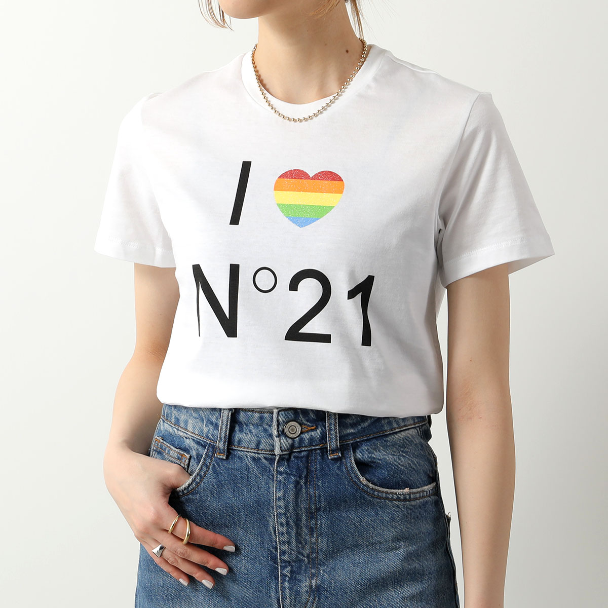 N°21 KIDS ヌメロヴェントゥーノ キッズ Tシャツ N21822 N0199 レディース ガ...