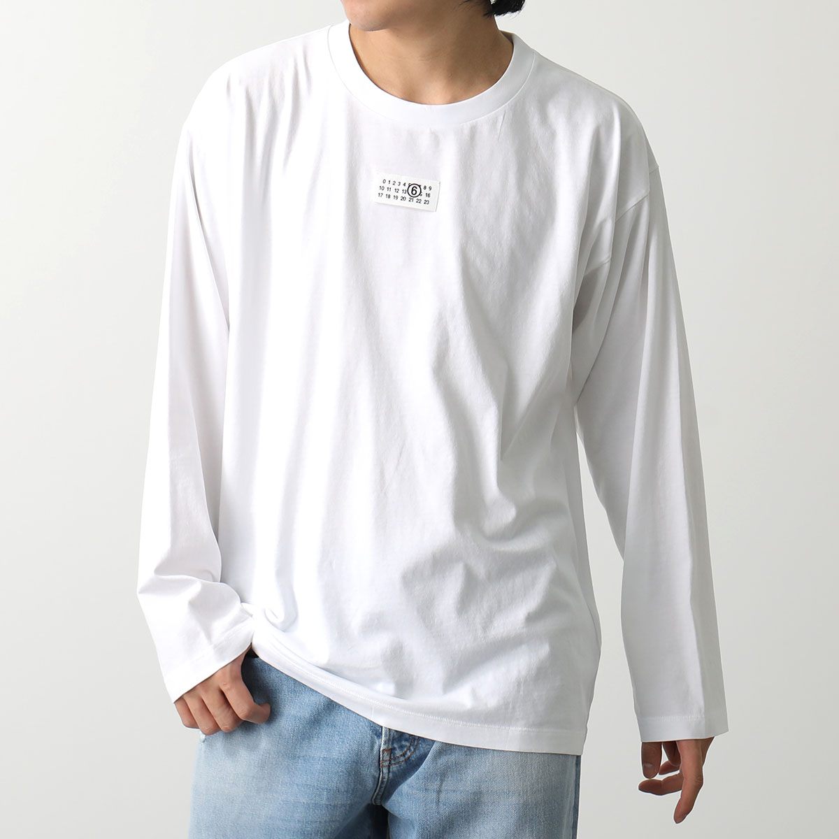 MM6 エムエムシックス メゾンマルジェラ 長袖 Tシャツ SH0GC0007 S24312 メンズ ロンT コットン ナンバーロゴ ロゴT  クルーネック カラー2色