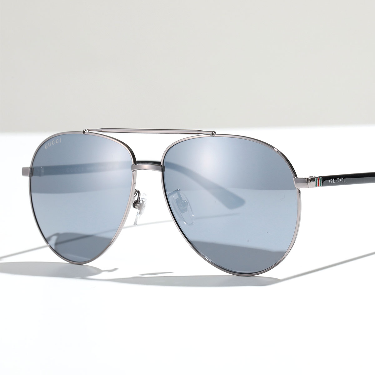 GUCCI グッチ サングラス GG0043SA メンズ ティアドロップ型 アジアンフィット メガネ 眼鏡 ロゴ アイウェア 001/RUTHENIUM-BLACK-SILVER｜s-musee｜02