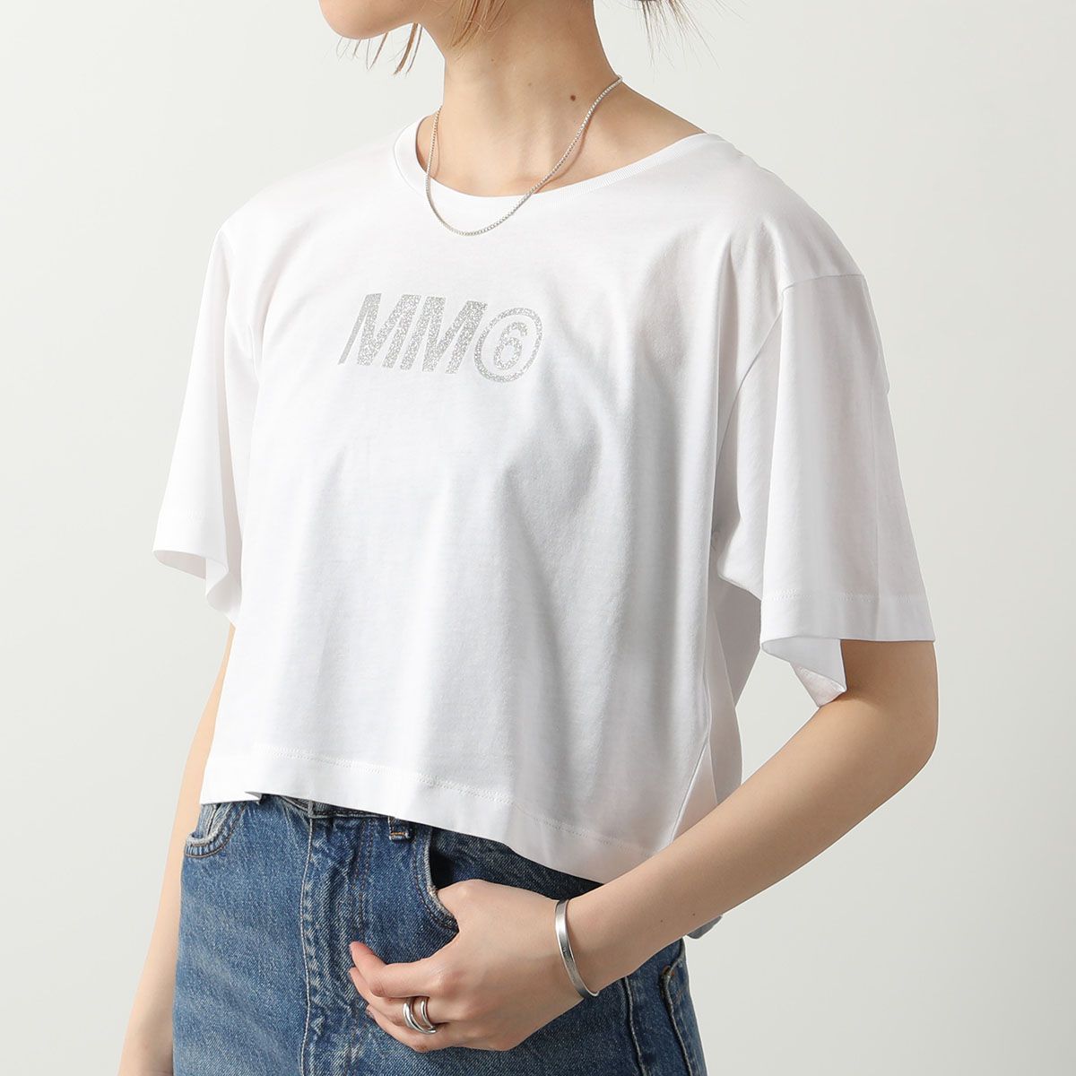 MM6 KIDS エムエムシックス メゾンマルジェラ キッズ Tシャツ M60570 MM058 レディース ガールズ 半袖 カットソー ロゴT ラメ  グリッター カラー2色