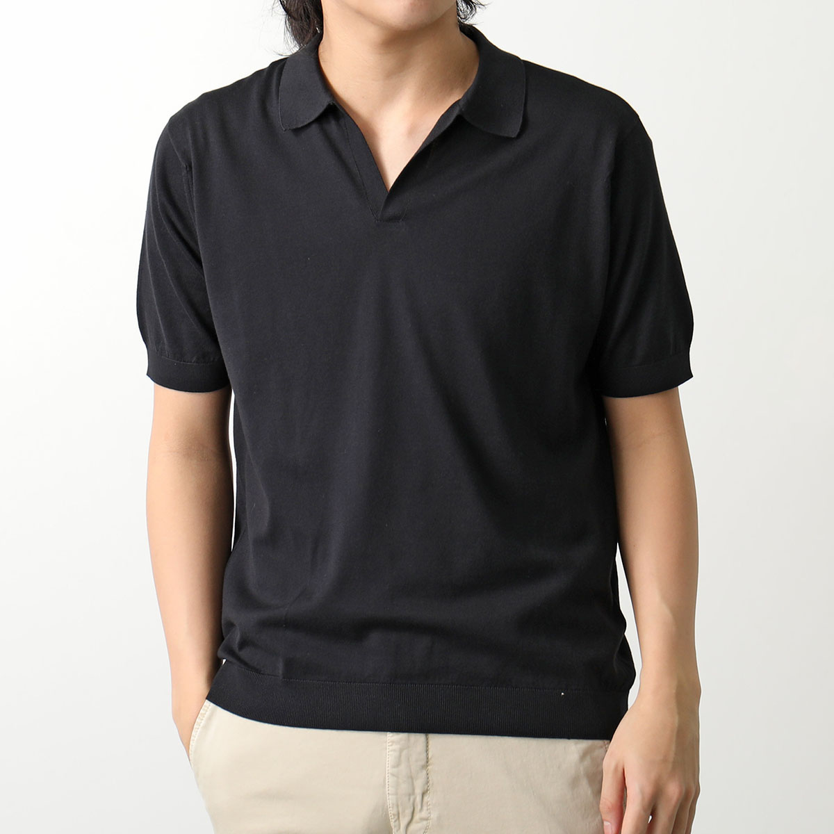 JOHN SMEDLEY ジョンスメドレー ニット ポロシャツ SYRES メンズ MODERN FIT 30G 半袖 スキッパーネック コットン  無地 カラー6色