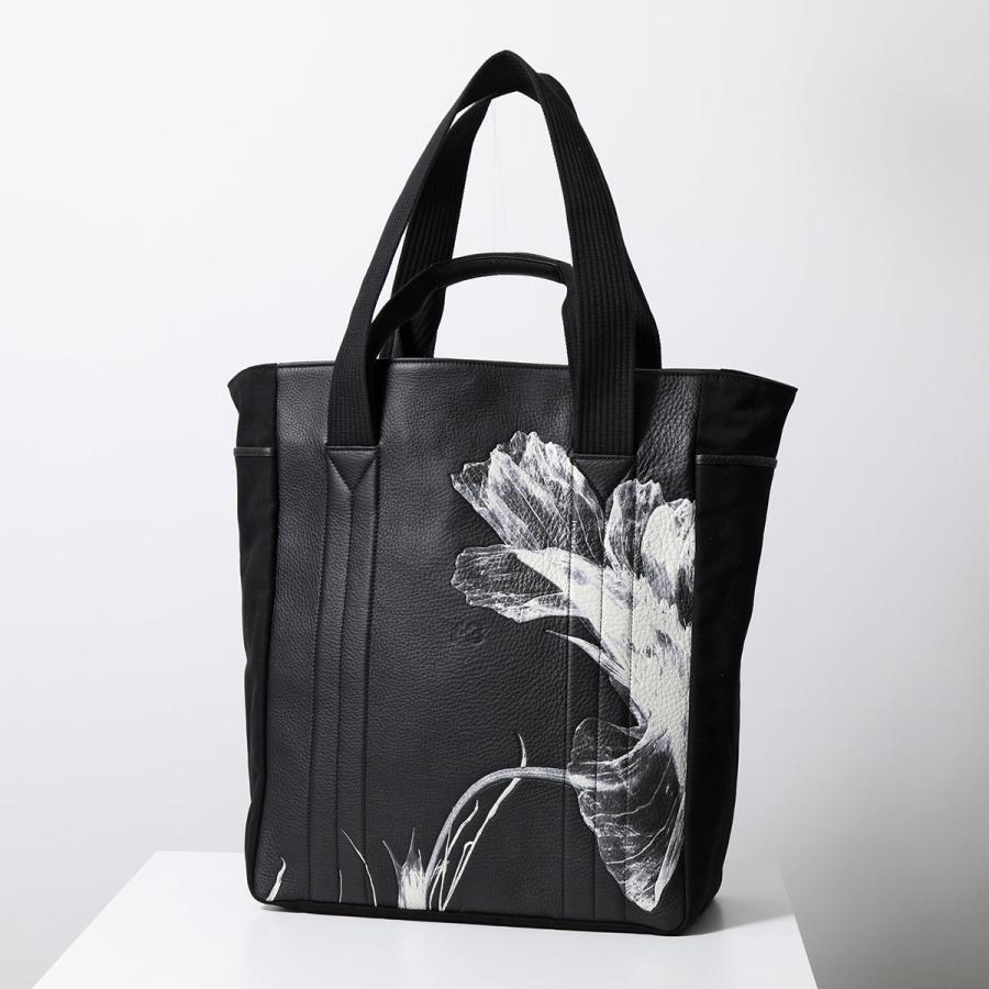Y-3 ワイスリー トートバッグ FLR S BAG フローラル S バッグ IN2406 メンズ コットン×レザー ロゴ ショッピングバッグ 鞄 BLACK｜s-musee｜02