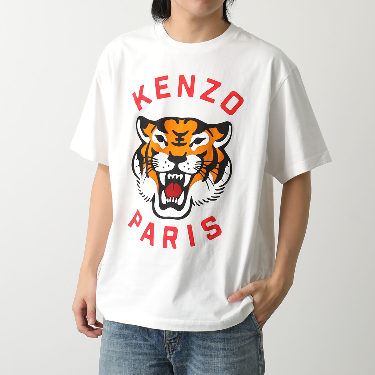 KENZO ケンゾー Tシャツ LUCKY TIGER FE58TS0064SG メンズ 半袖 クルーネック コットン カットソー オーバーサイズ  ロゴ 02