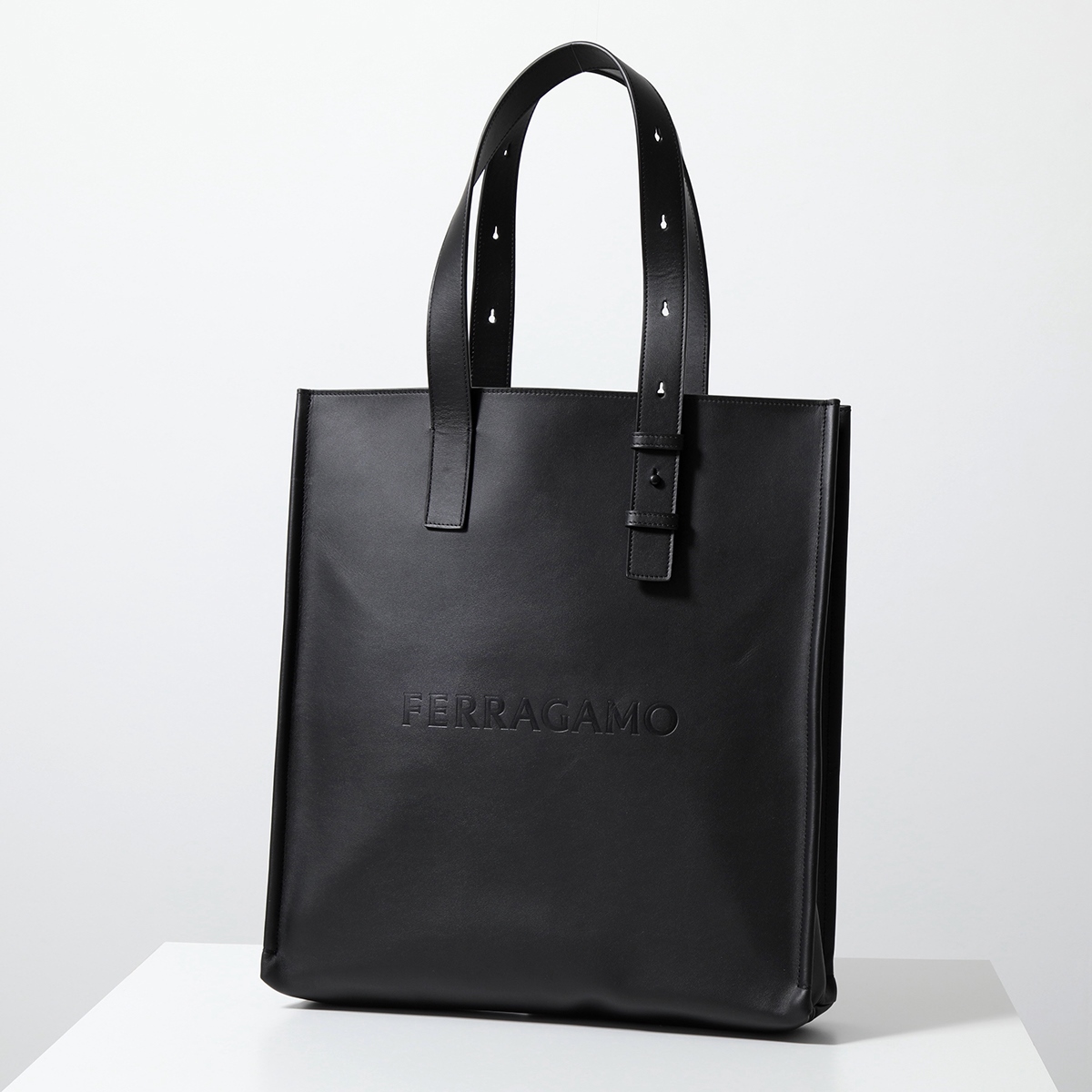 SALVATORE FERRAGAMO フェラガモ トートバッグ 24 1435 メンズ レザー ショッパー 型押しロゴ 鞄 001/NERO｜s-musee｜02