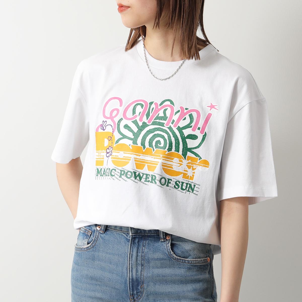 GANNI ガニー 半袖 Tシャツ Future Heavy Jersey Sun Short Sleeve T-shirt T3790 3649  レディース カットソー コットン クルーネック 151/Bright-White : 360305670 : インポートセレクトmusee - 通販  - Yahoo!ショッピング