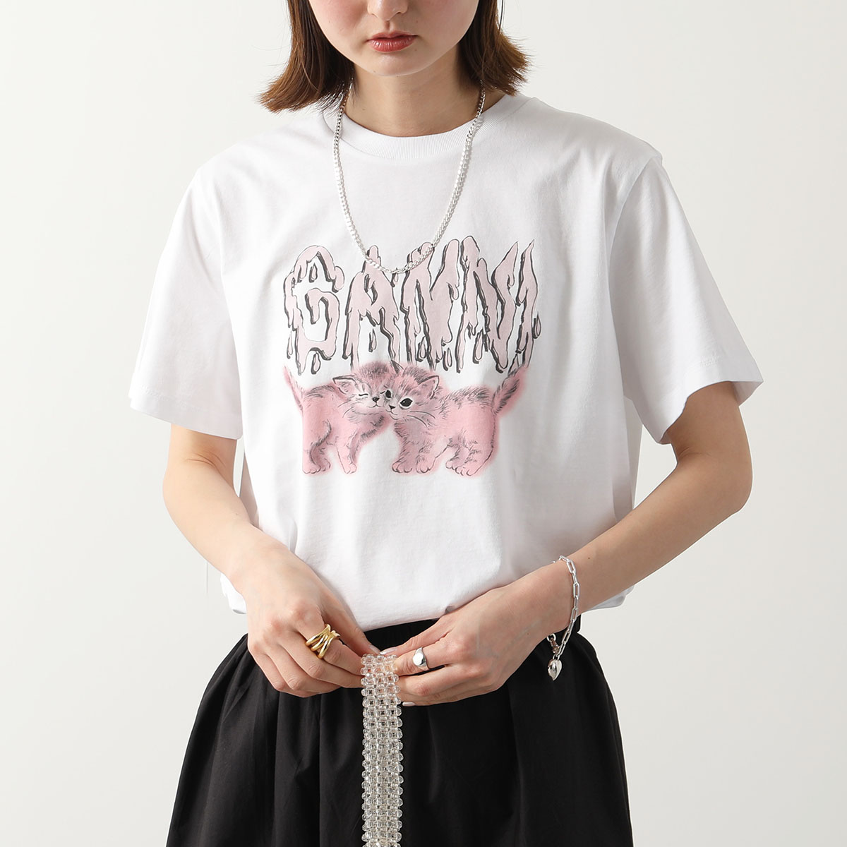 GANNI ガニー 半袖 Tシャツ Basic jersey Lemon Cherry Banana Cats Seahorse Love Cats  Relaxed T-shirt レディース カットソー カラー6色