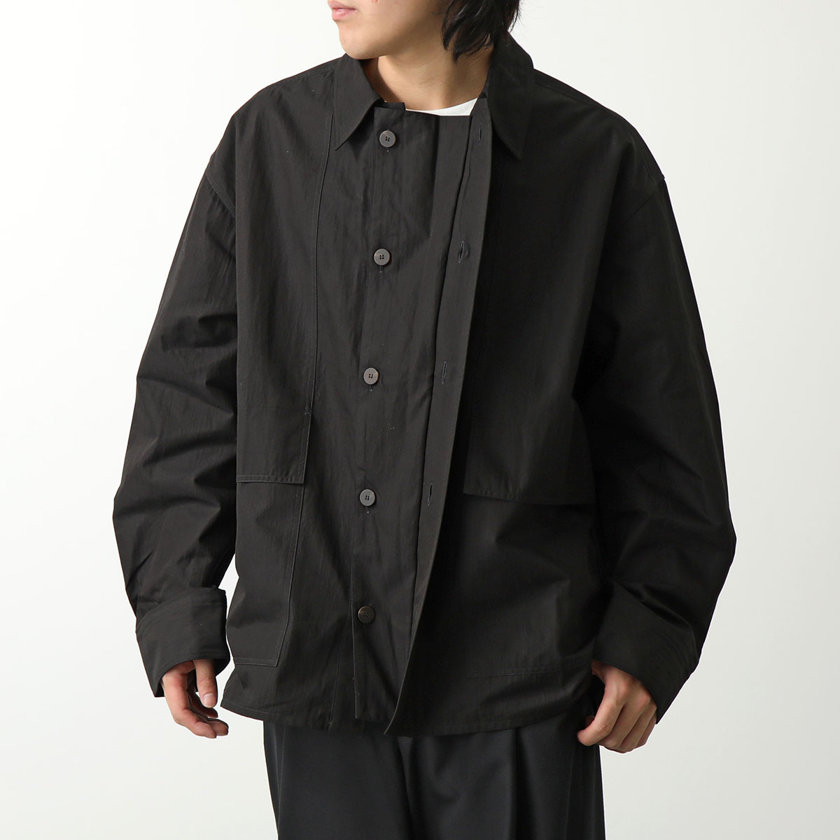 STUDIO NICHOLSON スタジオニコルソン シャツ MILITARY SHIRT SPIRIT SNM 1147 メンズ コットン ナイロン  オーバーサイズ シャツジャケット 長袖 BLACK