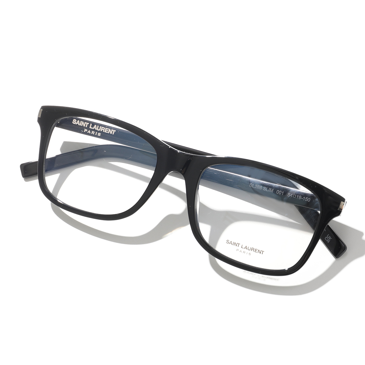SAINT LAURENT サンローラン メガネ SL 288 SLIM メンズ スクエア型 伊達メガネ 眼鏡 めがね 黒縁メガネ ロゴ アイウェア 001｜s-musee｜02