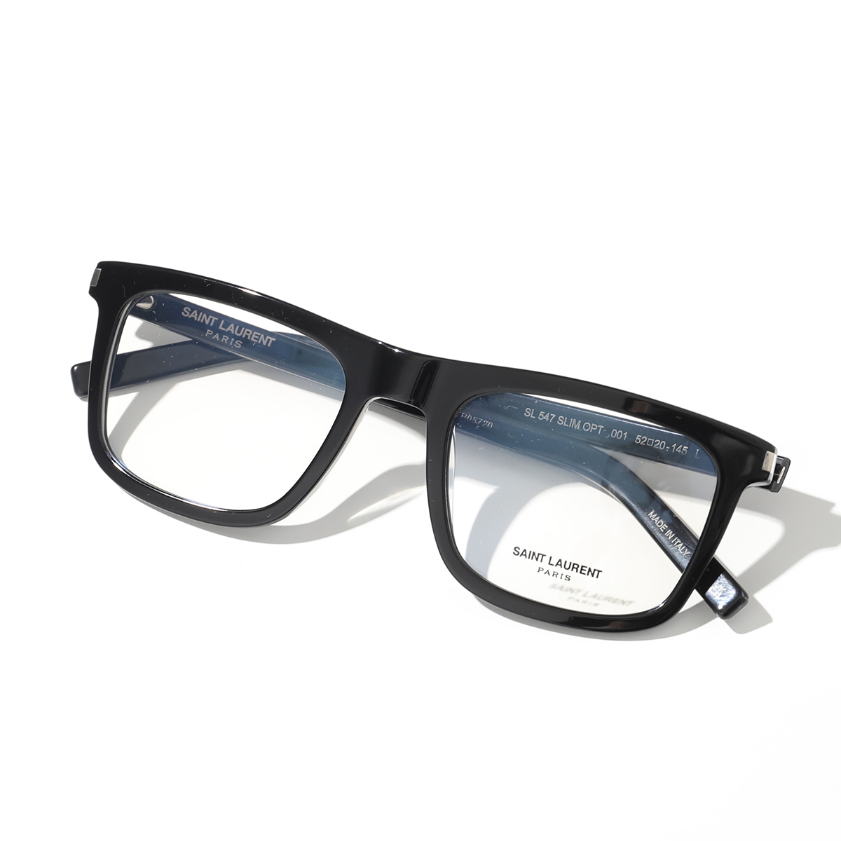 SAINT LAURENT サンローラン メガネ SL 547 SLIM OPT メンズ スクエア型 伊達メガネ 眼鏡 めがね 黒縁メガネ ロゴ アイウェア 001｜s-musee｜02