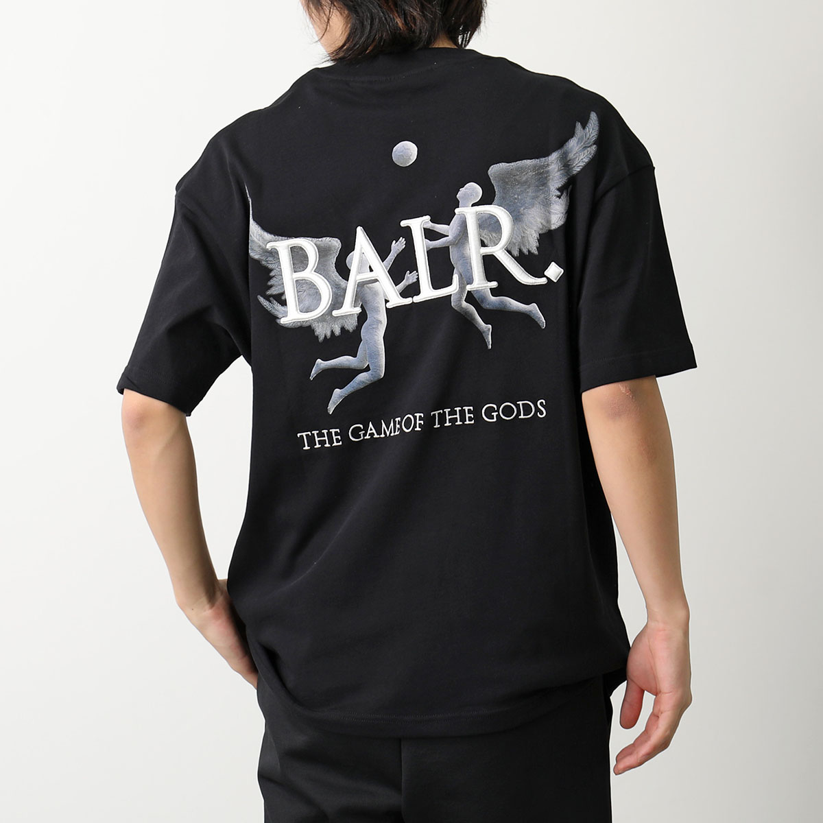 BALR. ボーラー Tシャツ Game of the Gods Box Fit T-Shirt B1112.1240 メンズ 半袖 クルーネック カットソー コットン ロゴ 刺繍 Jet-Black｜s-musee｜02