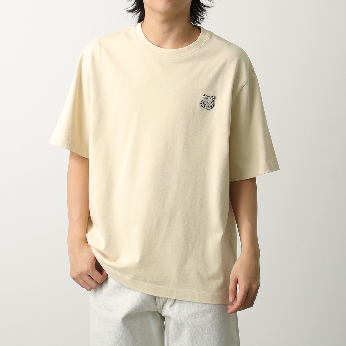 MAISON KITSUNE メゾンキツネ Tシャツ LM00107KJ0119 メンズ 半袖 カットソー フォックス刺繍パッチ コットン クルーネック カラー6色｜s-musee｜02