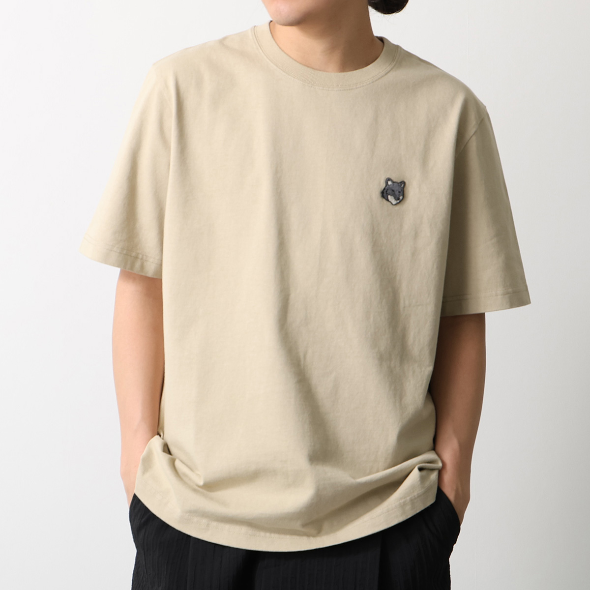 【新品】MAISON KITSUNE X HUNTERフォックスヘッドTシャツ 関税込☆Maison Kitsune Double Fox Head Patch Classic T Latte