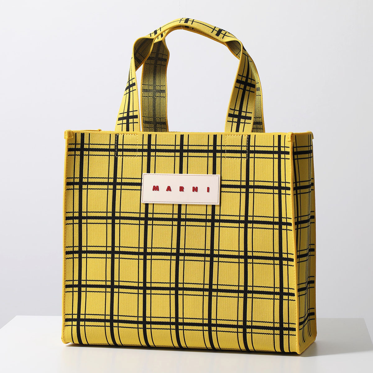 MARNI トートバッグ SHMP0109A0 P6053 レディース チェック柄 ラバーロゴ ショ...