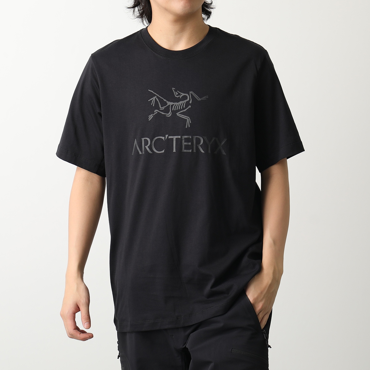 ARCTERYX アークテリクス Tシャツ Arc'Word Logo SS M X000007991 メンズ 半袖 カットソー ロゴT クルーネック コットン Black｜s-musee｜02