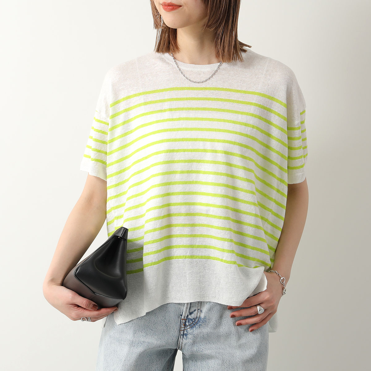 C.T.plage シーティー・プラージュ 半袖 ニット CT24131 レディース クルーネック リネン ボーダー セーター オーバーサイズ カラー3色