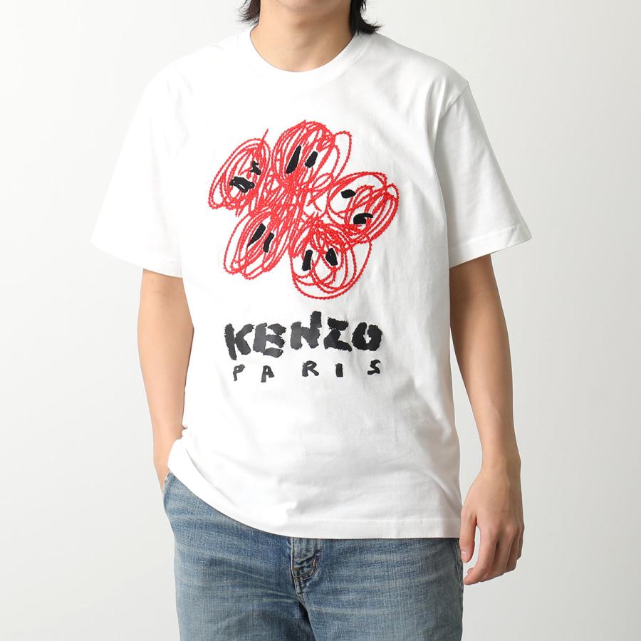 KENZO ケンゾー Tシャツ DRAWN VARSITY PFE55TS2734SG メンズ ラウンドネック 刺繍 フロッキー 花 ロゴ カラー2色｜s-musee｜02