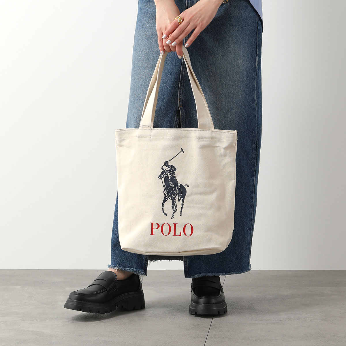 Polo Ralph Lauren ポロ ラルフローレン トートバッグ 9AR018 レディース ロゴ ポニー ショッピングバッグ 鞄 W2U/NATURAL-CANVAS｜s-musee｜02