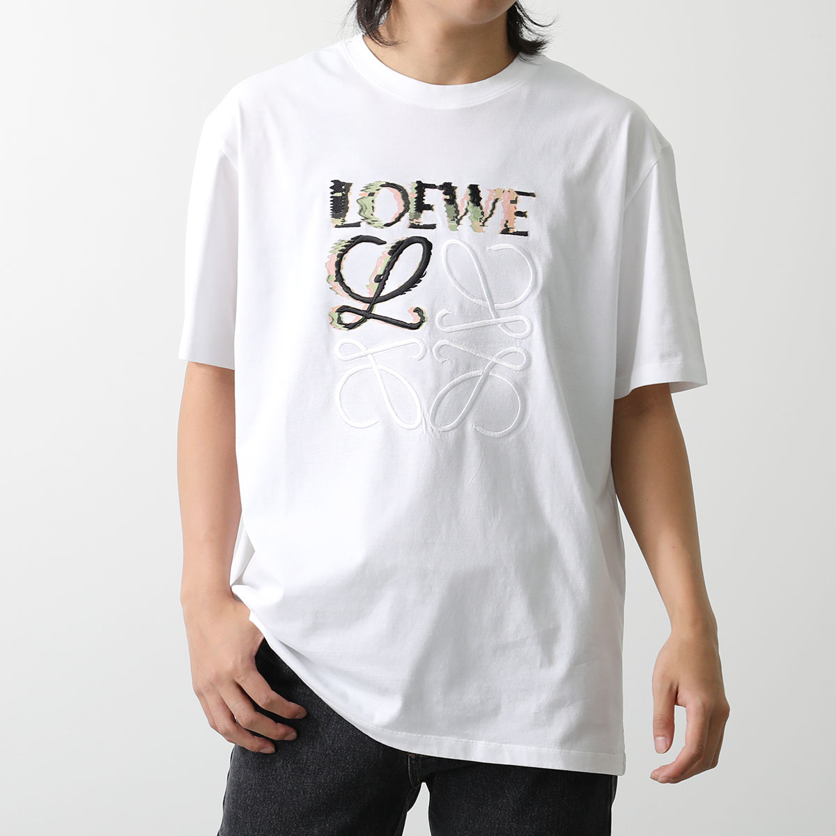 LOEWE ロエベ Tシャツ H526Y22J61 メンズ 半袖 カットソー アナグラム ロゴT 刺...