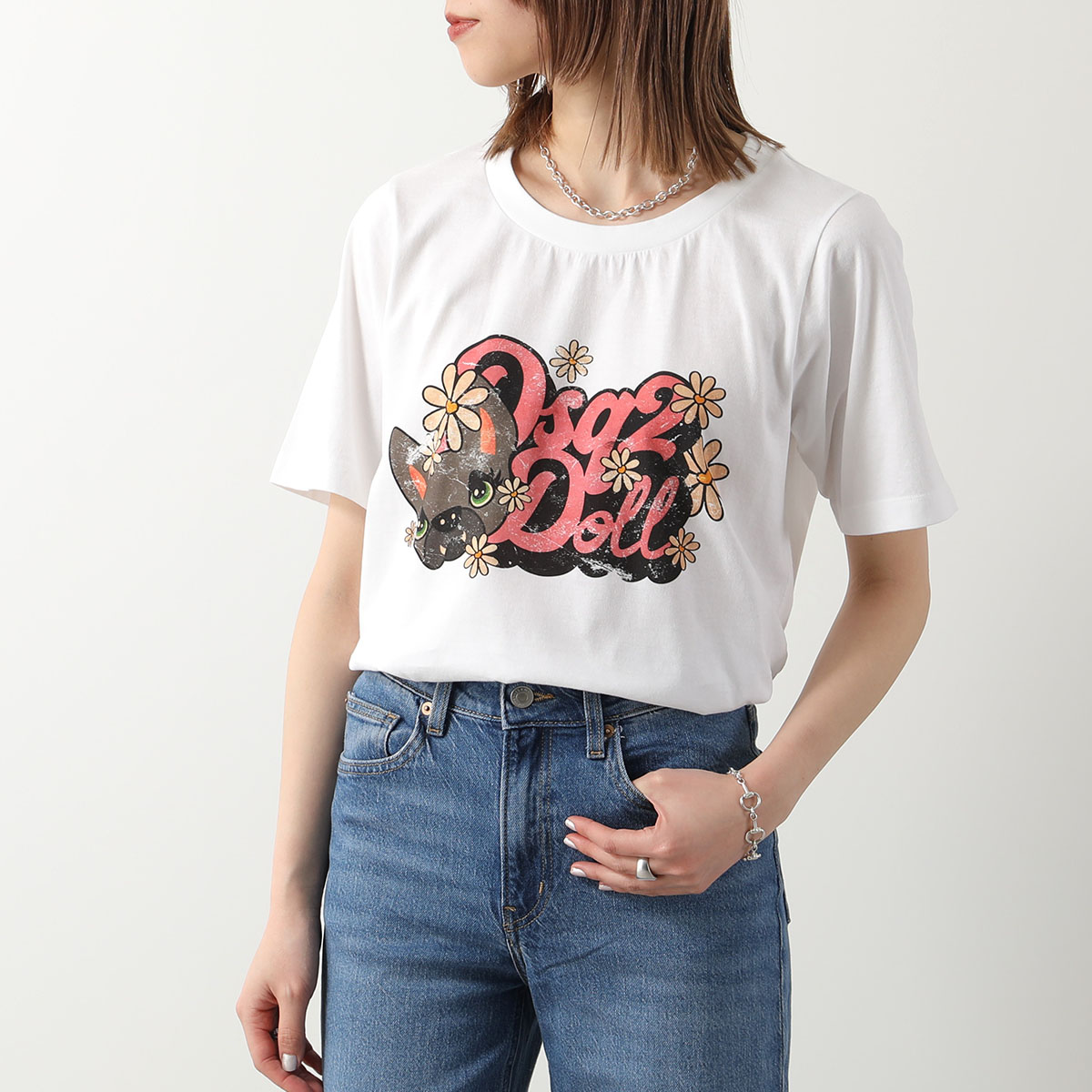 DSQUARED2 ディースクエアード Tシャツ HILDE DOLL EASY FIT S75GD0399 S24668 レディース 半袖  カットソー ロゴT カラー2色