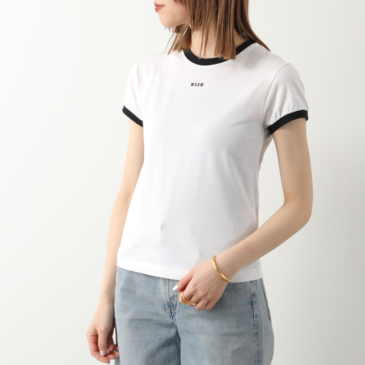 MSGM エムエスジーエム Tシャツ 3641MDM110 レディース 半袖 カットソー ちびロゴT クルーネック ストレッチ カラー2色 MSGM エムエスジーエム Tシャツ 3641MDM110 レディース 半袖
