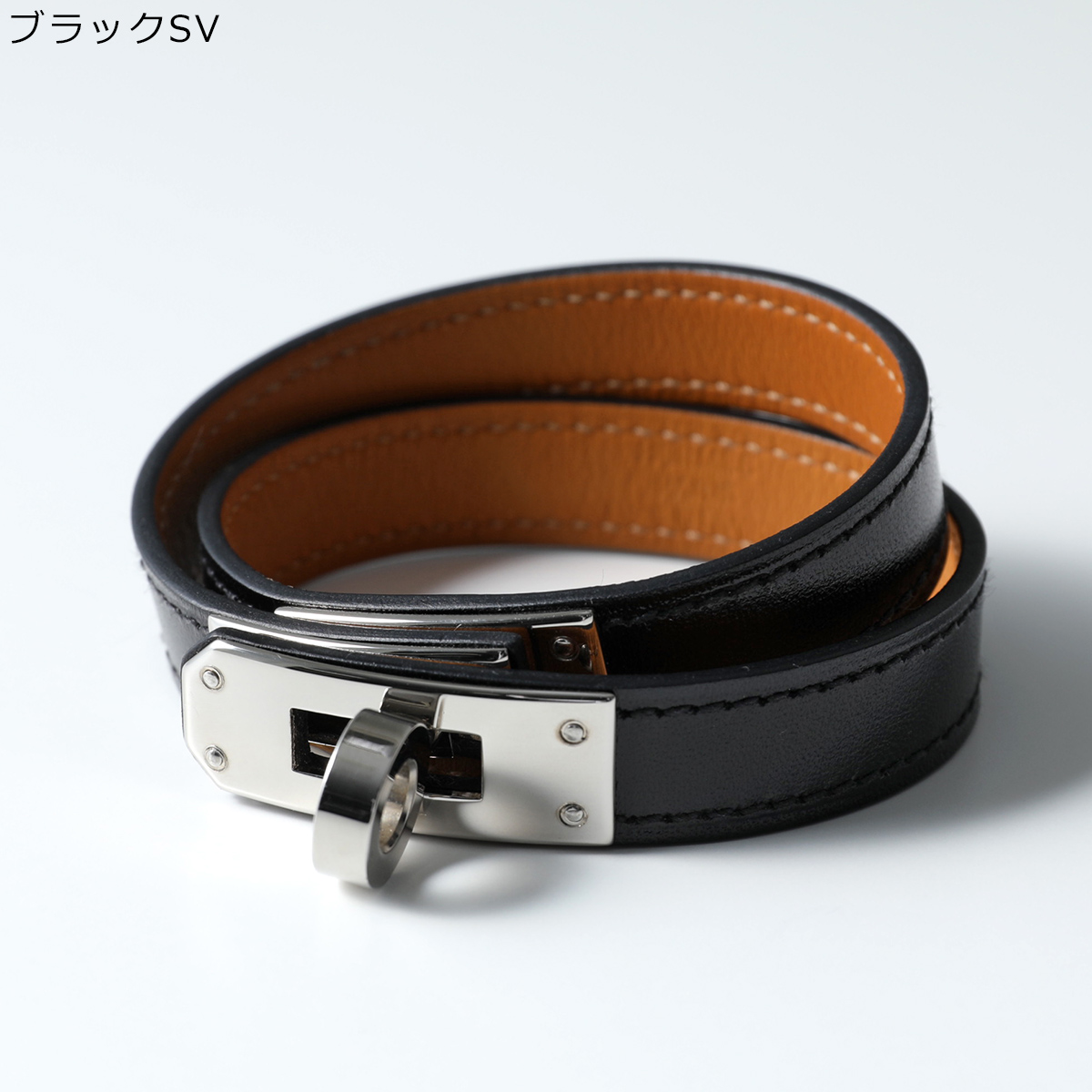 HERMES エルメス ブレスレット KELLY DOUBLE TOUR ケリードゥブルトゥール 063438CK 068438CD ボックスカーフ  レザー ダブルラップ ロゴ刻印