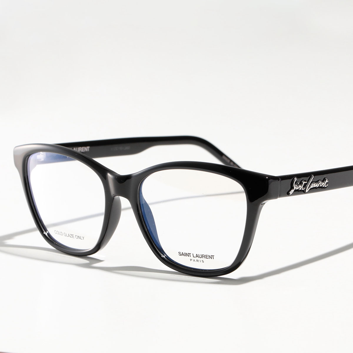 SAINT LAURENT サンローラン メガネ SL 338 メンズ ウェリントン型 めがね 眼鏡 ロゴ 伊達メガネ 001/BlackBlackTransparent｜s-musee｜02