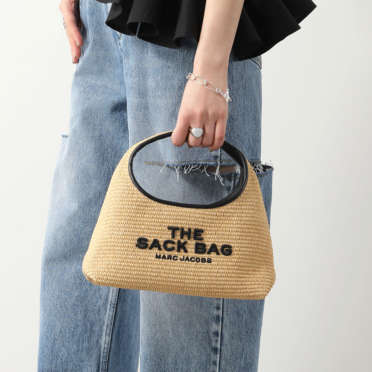 MARC JACOBS マークジェイコブス かごバッグ THE WOVEN MINI SACK BAG 2S4HSH054H03 レディース ハンドバッグ カゴバッグ ロゴ 刺繍 鞄 255/NATURAL｜s-musee｜02