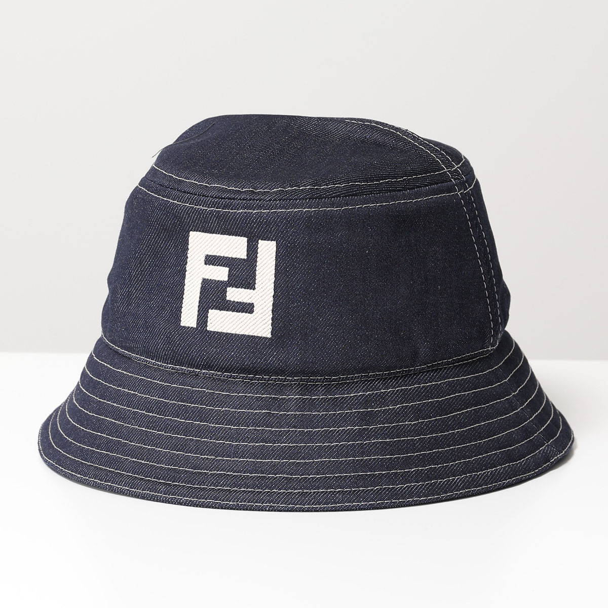 FENDI フェンディ バケットハット FXQ958 ARR1 メンズ デニム FFロゴ ジャガード...