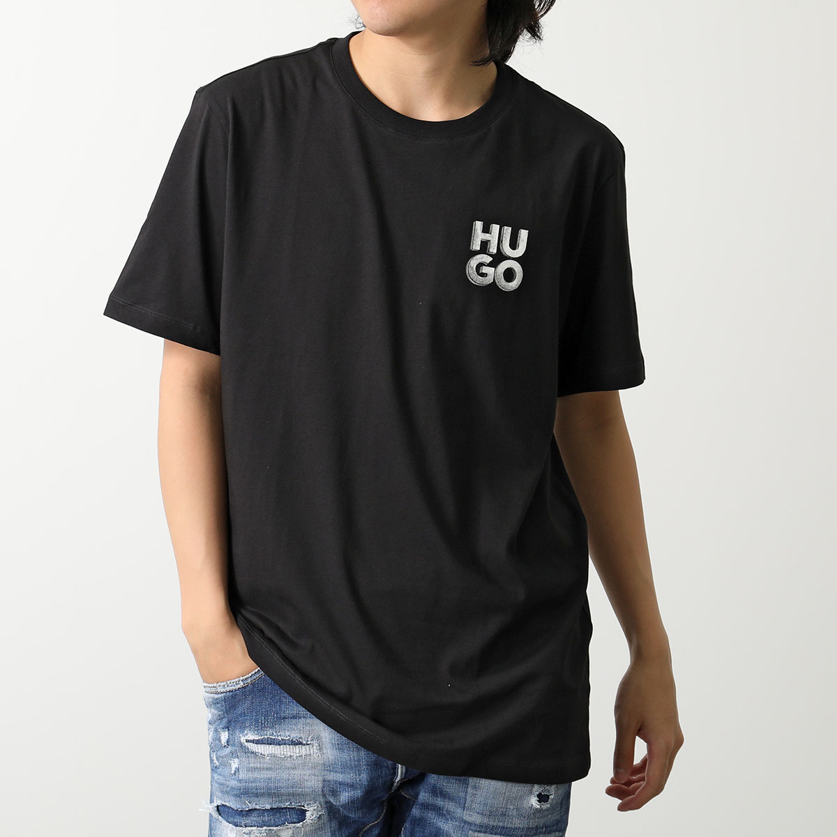 HUGO BOSS 半袖 Tシャツ 50508944 メンズ コットン ロゴプリント クルーネック ...