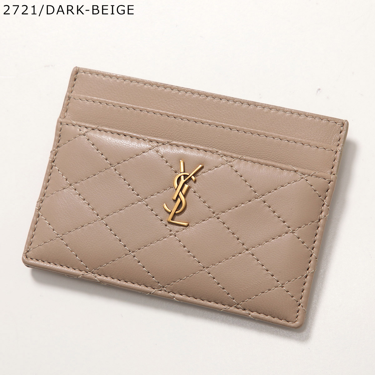 Saint Laurent サンローラン マトラッセ カードケース ベージュ カサンドラ マトラッセ カードケース（ラムスキン） | Saint