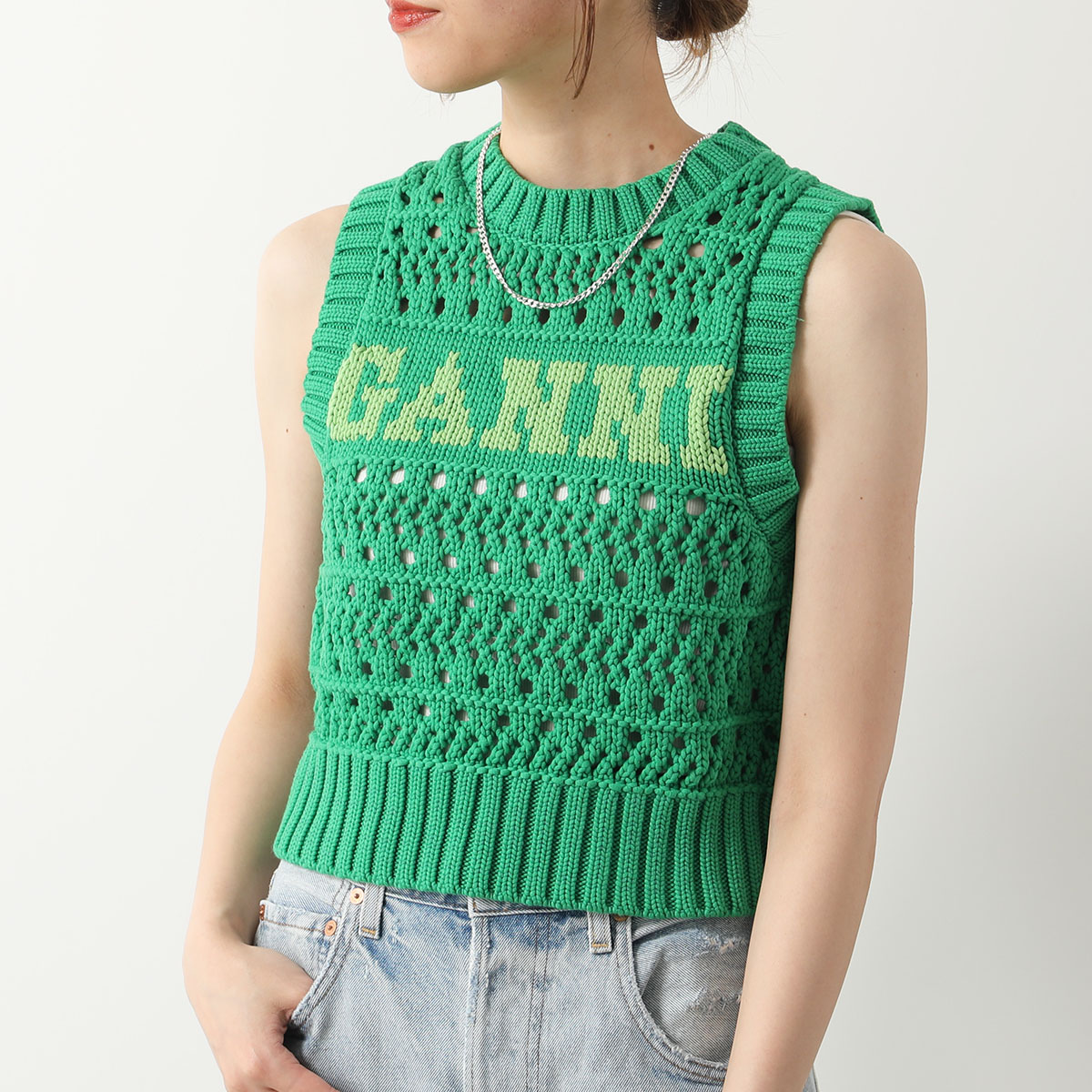 GANNI ガニー ニットベスト Cotton Rope Short Vest K2211 K2166 2589 レディース ロゴ ノースリーブ  プルオーバー クルーネック カラー2色 : 360422454 : インポートセレクトmusee - 通販 - Yahoo!ショッピング