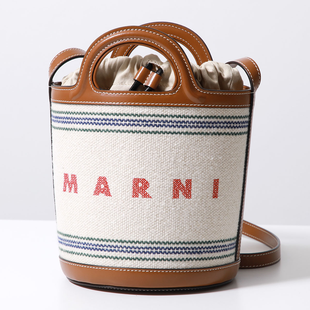 MARNI マルニ バケットバッグ TROPICALIA SMALL トロピカリア スモール SCMP0056U2 P6457 レディース ロゴ刺繍 ハンドバッグ ストライプ 鞄 ZO706｜s-musee｜02