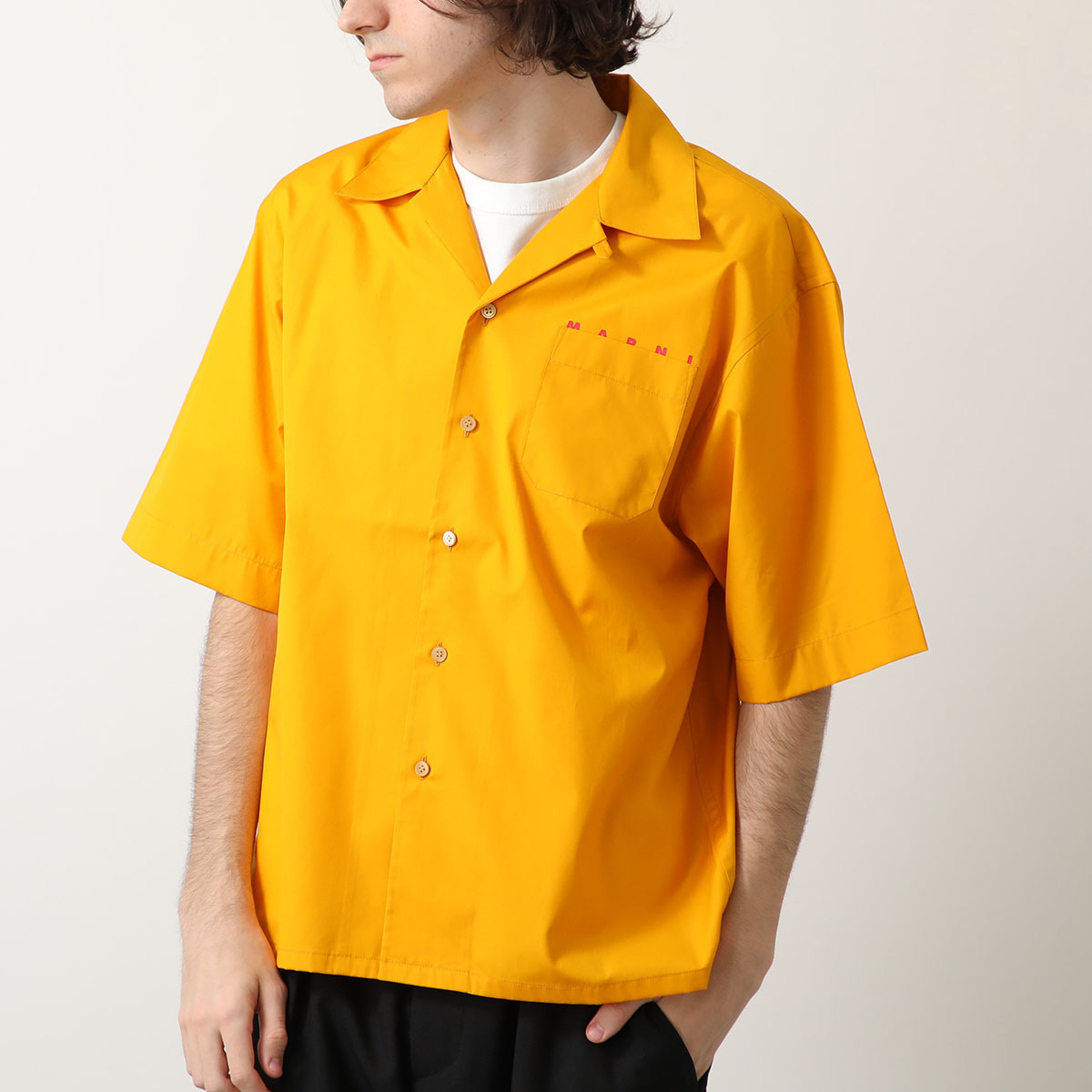 MARNI マルニ ボウリングシャツ CUMU0213P8 USCT88 メンズ 半袖 シャツ ロゴ コットン 胸ポケット ポプリン カラー2色｜s-musee｜02