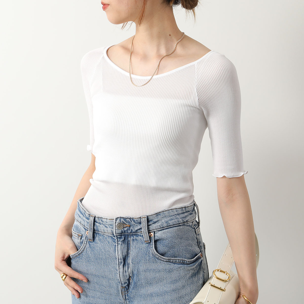 花美ら　Oscalito オスカリート　リブ　トップス　半袖 OSCALITO（オスカリート） 半袖 Tシャツ 3125 レディース コットン