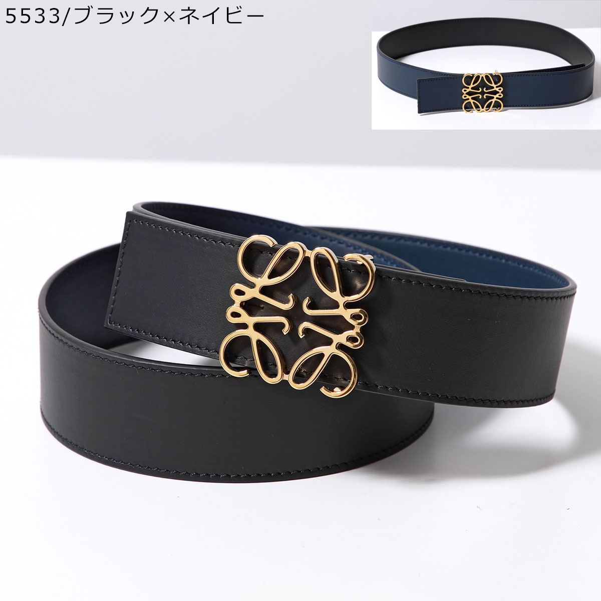 LOEWE ロエベ ベルト ANAGRAM BELT 515.01.010 E619238X12 レディース アナグラム リバーシブル レザー バックル カラー6色｜s-musee｜04