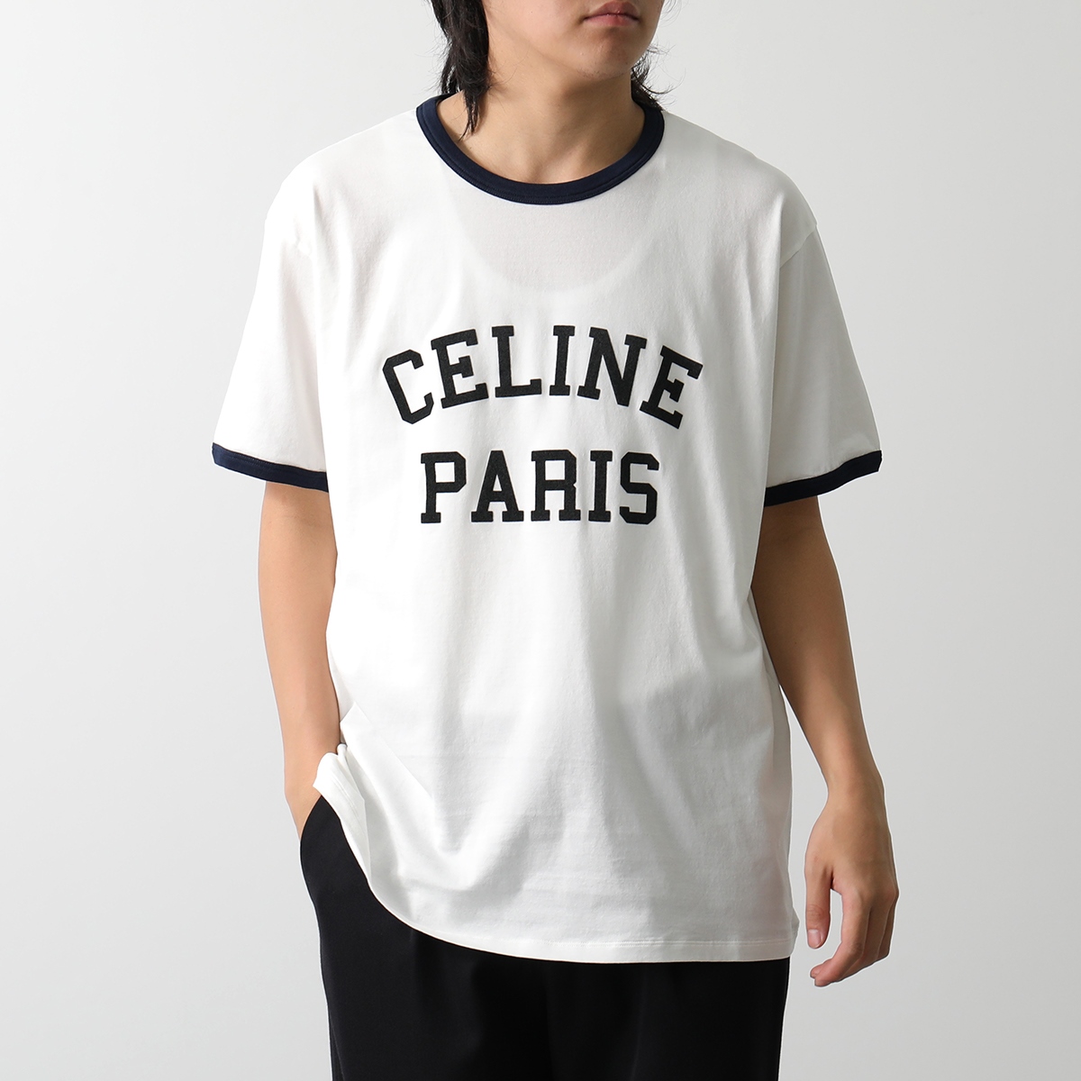 CELINE セリーヌ Tシャツ 2X45M671Q.01NB メンズ 半袖 カットソー ロゴT クルーネック コットン オーバーサイズ ホワイト｜s-musee｜02
