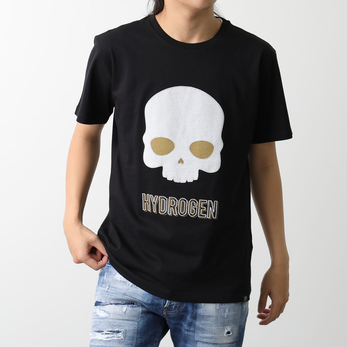 HYDROGEN ハイドロゲン 半袖 Tシャツ EMBROIDERED SKULL T-SHIRT ...