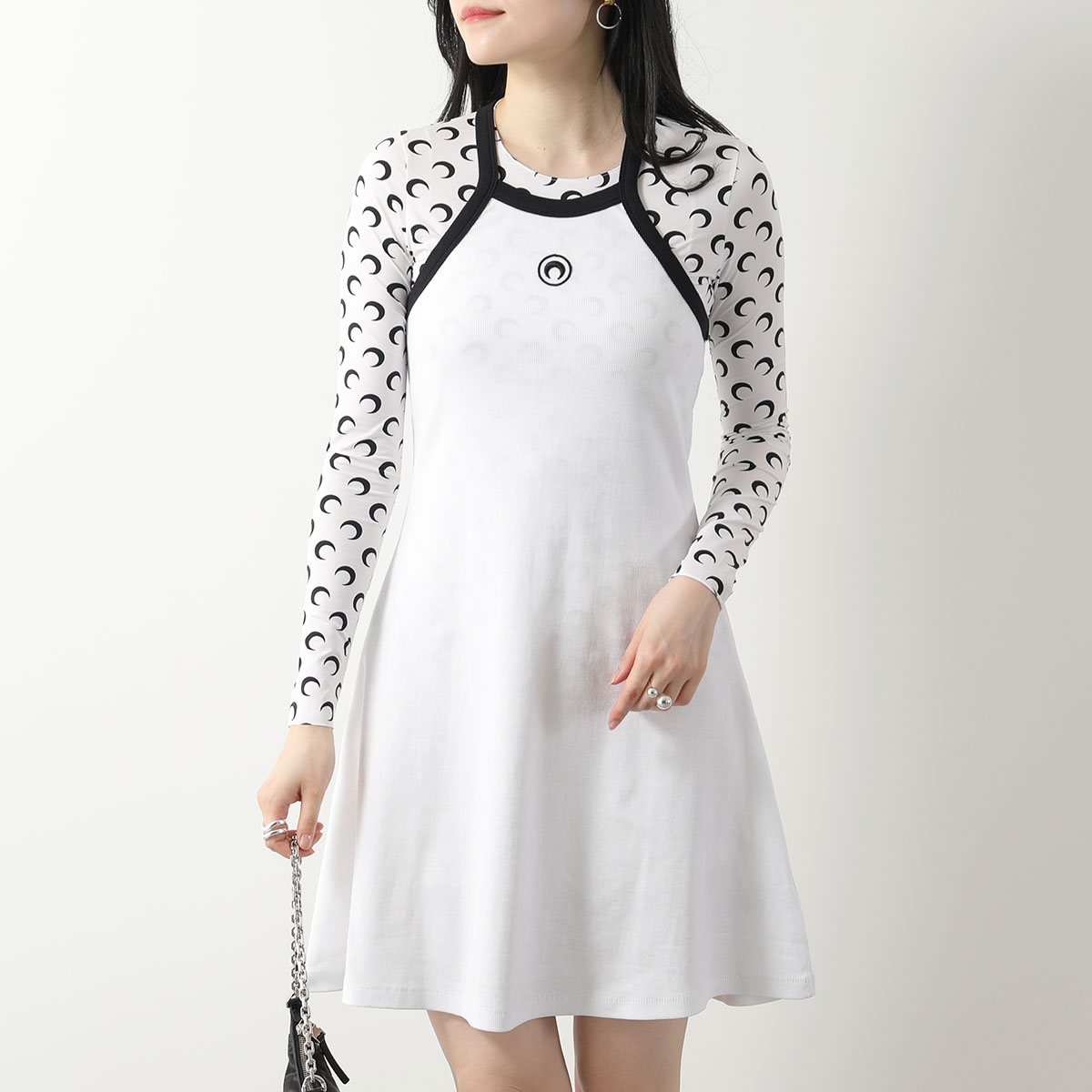 Marine Serre マリーン セル ワンピース Organic cotton rib 2X2 flared dress WDR251  CJER0011 レディース リブ フレア ドレス 三日月 モチーフ カラー2色 : 360508202 : インポートセレクトmusee - 通販  - Yahoo!ショッピング