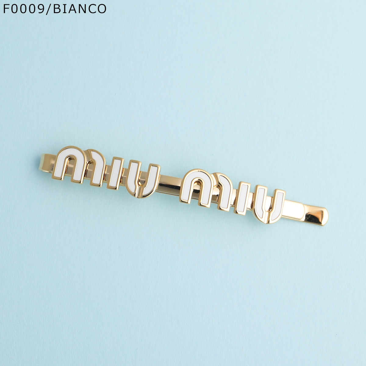 MIUMIU ミュウミュウ ヘアピン 5IF146 2F6T レディース エナメルメタル ロゴ ヘアアクセサリー ヘアクリップ カラー5色