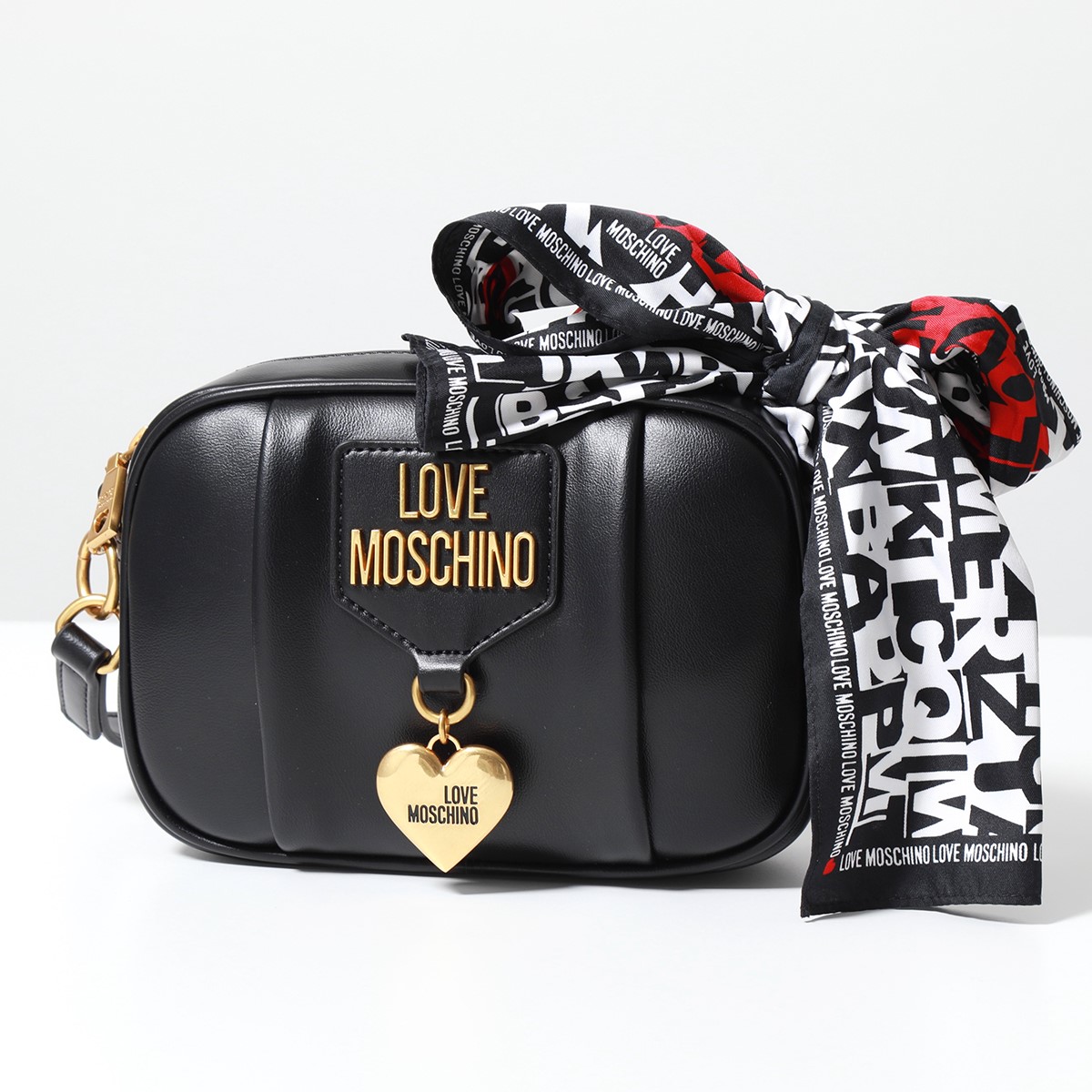 LOVE MOSCHINO ラブモスキーノ ショルダーバッグ JC4051PP1ELO0000 レディース レザー メタルロゴ スカーフ付き ハート  鞄 NERO