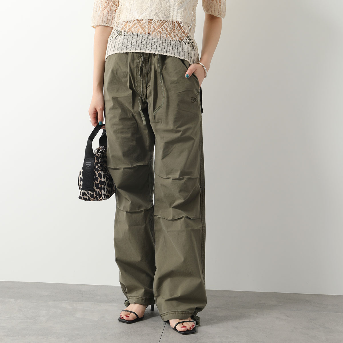 GANNI ガニー パンツ WASHED COTTON CANVAS DRAW STRING PAN...