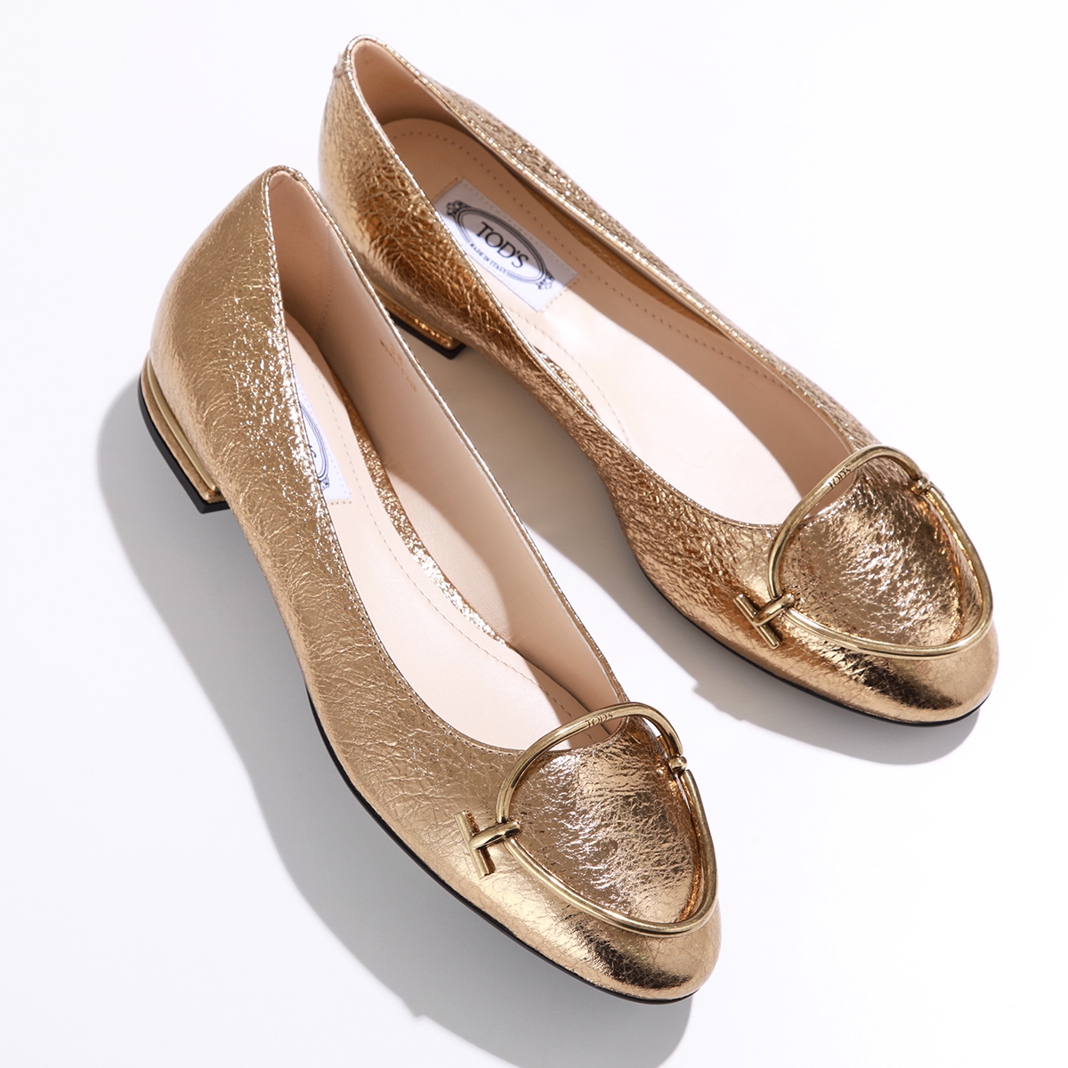 TOD'S グレー 系フラットシューズ リボン付き バレーシューズ TOD'S フラットパンプス バレイシューズ リボン 25.0 グレー