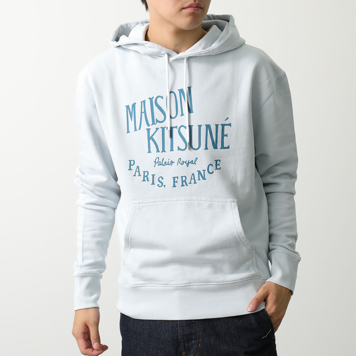 MAISON KITSUNE メゾンキツネ パーカー LM00707KM0001 メンズ プルオーバー フーディー 長袖 コットン ロゴ スウェット  トレーナー P445/GREY-BLUE