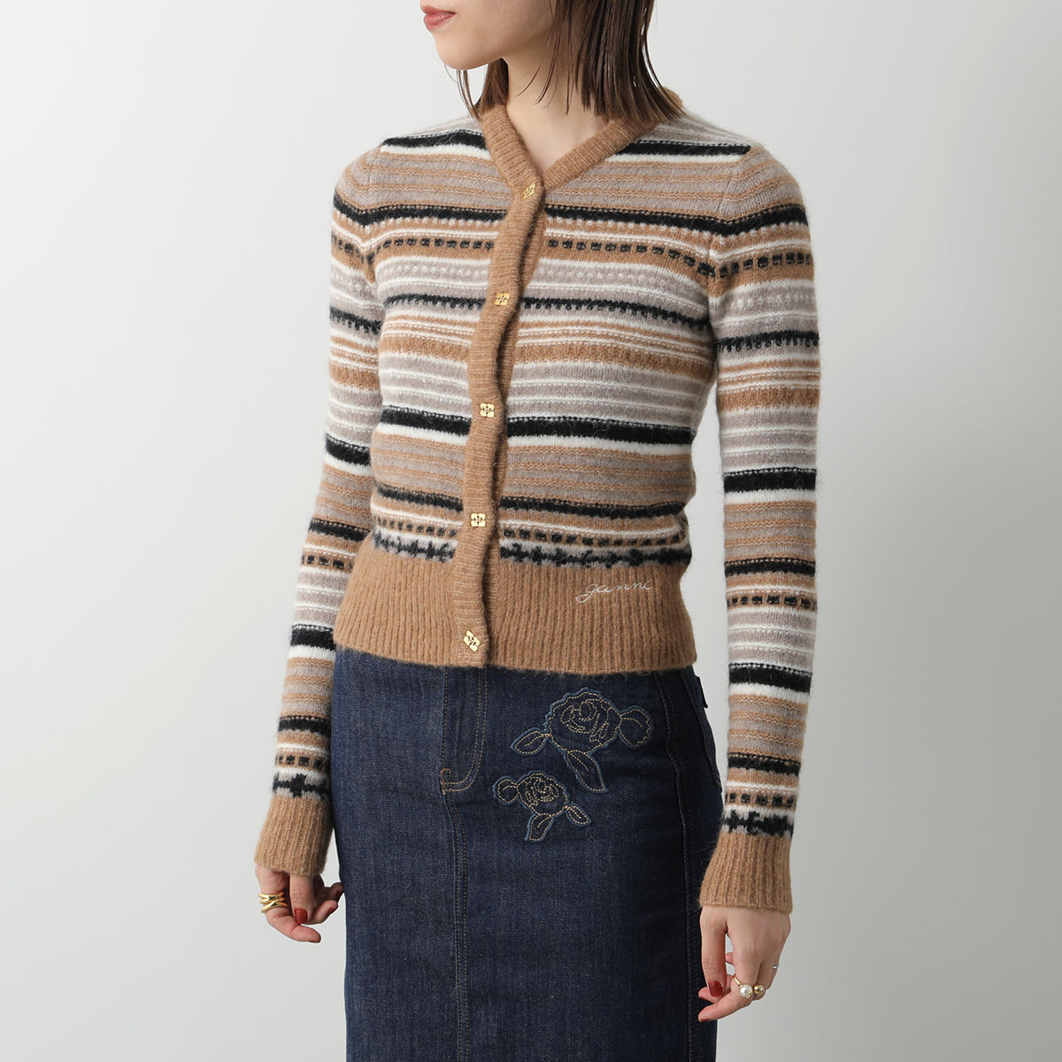 GANNI ガニー カーディガン Soft Wool Stripe Cardigan K2235 K2257 K2326 2662 レディース ニット  ボーダー ストライプ 長袖 カラー3色