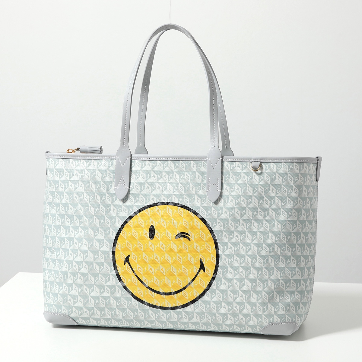 ANYA HINDMARCH アニヤハインドマーチ トートバッグ I am a Plastic Bag Zipped Tote Small Wink  194129 レディース スマイリー ウィンク 鞄 Frost