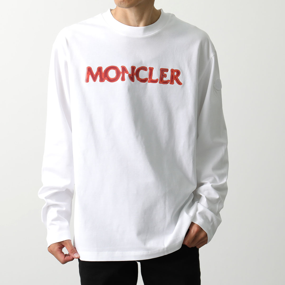 MONCLER モンクレール Tシャツ 8D00004 89AJS メンズ 長袖 ロンT カットソー ロゴT コットン クルーネック カラー2色