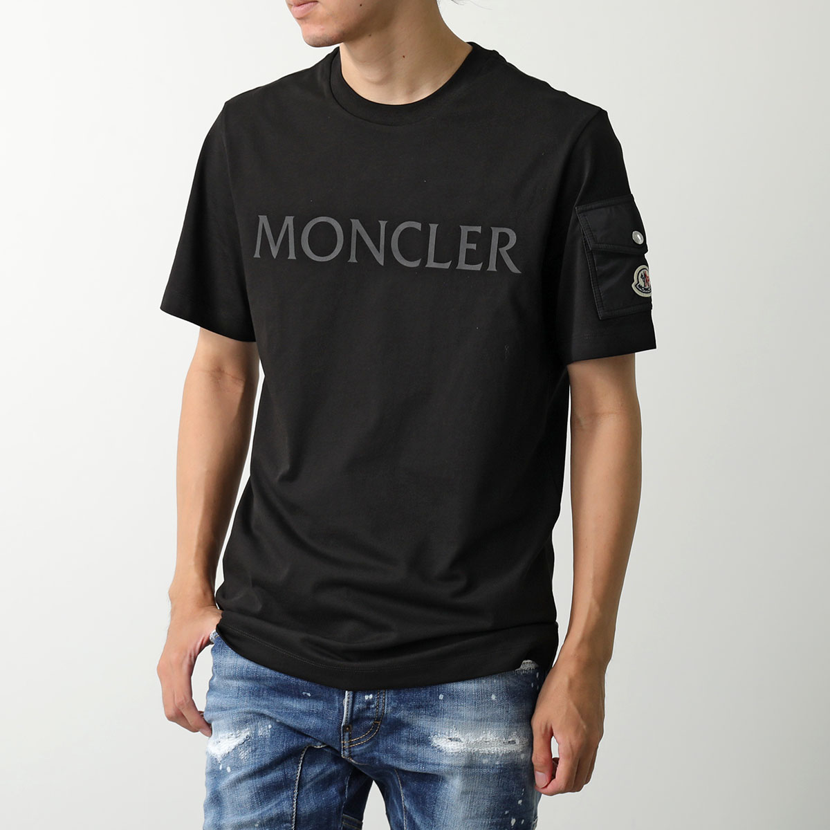 MONCLER モンクレール Tシャツ 8C00054 8390T 8C00023 8390T メンズ 半袖 クルーネック コットン カットソー ロゴ  アイコンパッチ ロゴT カラー2色