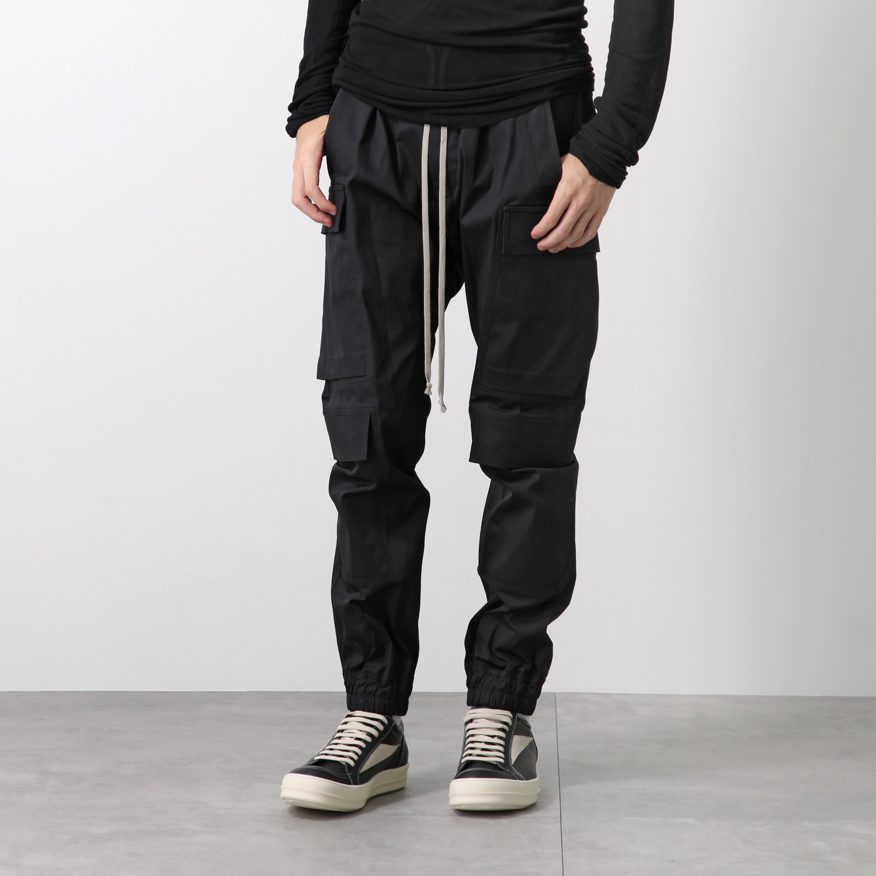 Rick Owens リックオウエンス カーゴパンツ MASTODON CARGO マストドン メガ RU02D6337 TE メンズ  ドローストリング ストレッチ 09/BLACK